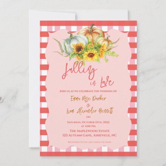 Invitation de Mariages de automne rustiques "Tombe (Devant)