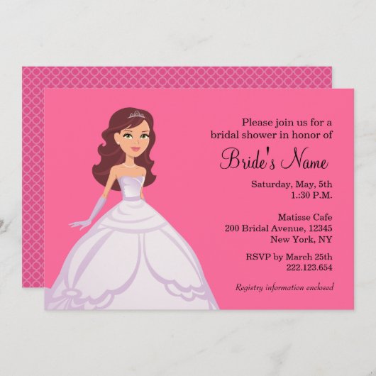 Invitation de mariée à la douche nuptiale (Devant / Derrière)