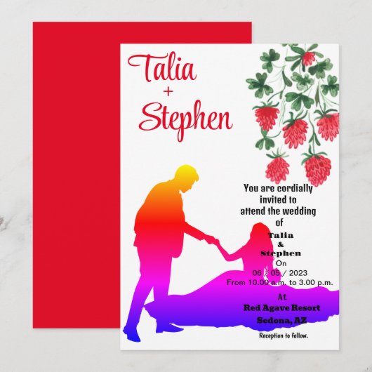 Invitation de mariée avec mari (Devant / Derrière)