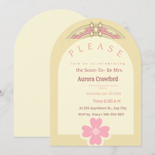 Invitation de mariée de luxe classique | Élégant (Devant / Derrière)
