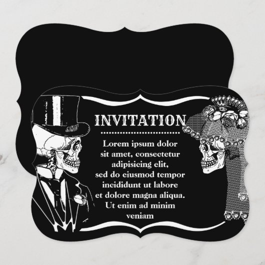 Invitation de mariés squelettes (Devant / Derrière)