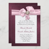 Invitation de Maroon Mariage damassé (Devant / Derrière)