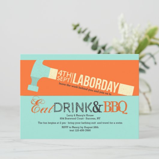 Invitation de marteau de fête du travail (Debout devant)