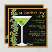 Invitation de Martini de shamrock de jour de St (Devant / Derrière)