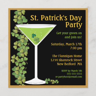 Invitation de Martini de shamrock de jour de St