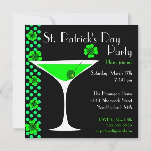 Invitation de Martini de shamrock de jour de St (Devant)