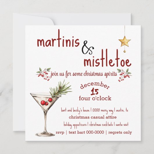 Invitation de Martini et Mistletoe Party (Devant)