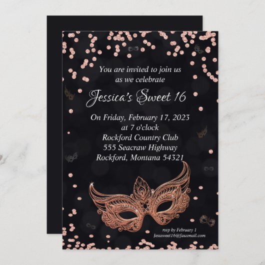 Invitation de Mascarade (Devant / Derrière)