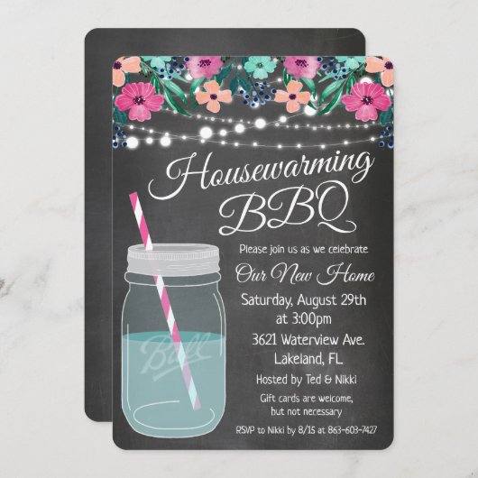 Invitation de Mason Jar BBQ Mason (Devant / Derrière)