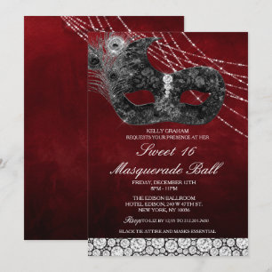 Invitation de masque de diamant d'anniversaire de