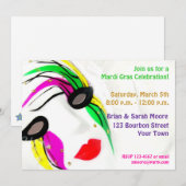 Invitation de masque de mardi gras (Devant / Derrière)