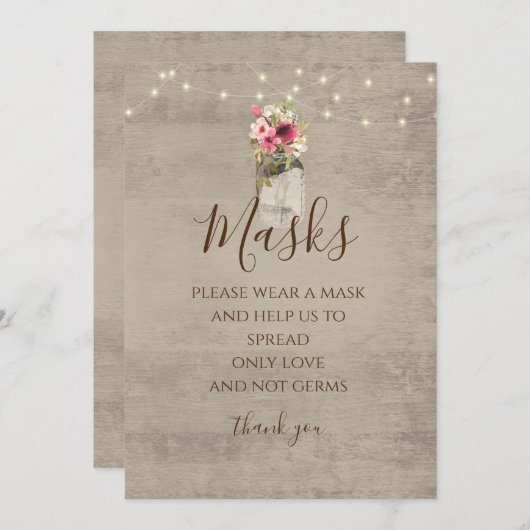 Invitation de masque de signe de jarre florale et (Devant / Derrière)