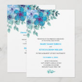 Invitation de masse nuptiale florale bleu aquarell (Devant / Derrière)
