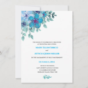 Invitation de masse nuptiale florale bleu aquarell