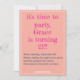 Invitation de mauvais choix pour 21 ans