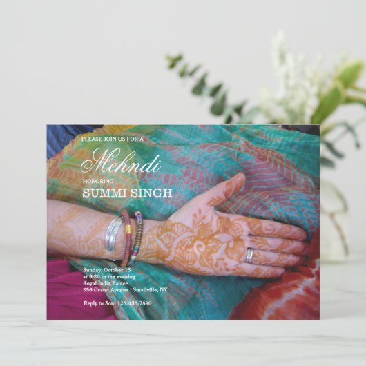 Invitation de Mehndi de la main (Debout devant)