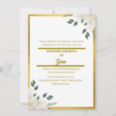 Invitation de mehndi florale verte et or sur mesur (Devant)