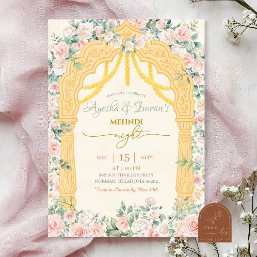 Invitation de Mehndi Rose Sauge
