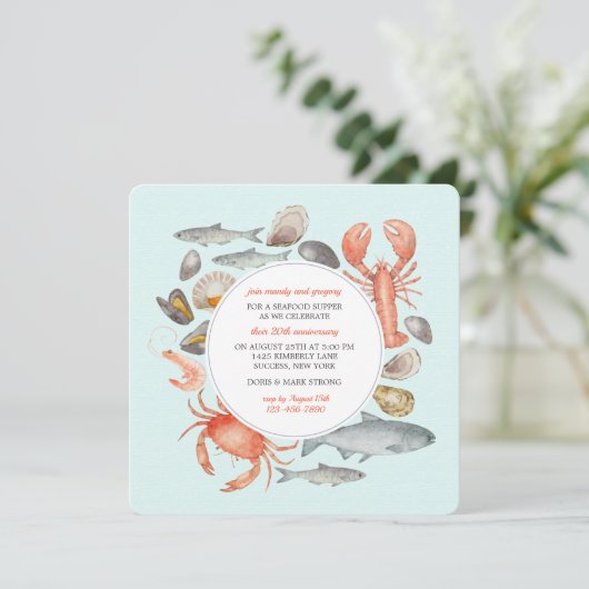 Invitation de mélange de fruits de mer (Debout devant)
