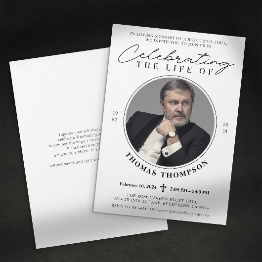 Invitation de mémorial de célébration de photo élé