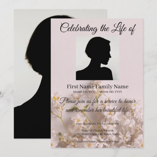 Invitation de mémorial de fleur sauvage (Devant / Derrière)