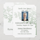 Invitation de mémorial personnalisé Feuilles d'arb (Devant / Derrière)