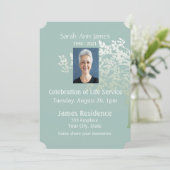 Invitation de mémorial personnalisé Feuilles d'arb (Debout devant)