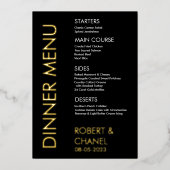 Invitation de menu de dîner en feuille (Recto)