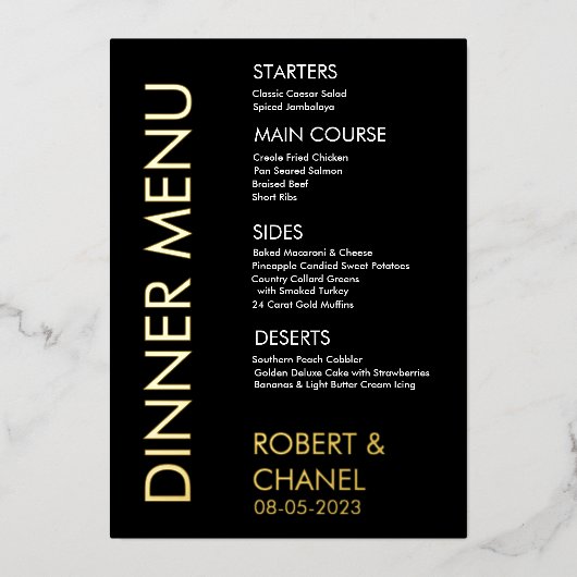 Invitation de menu de dîner en feuille (Recto)