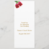 Invitation de menu de mariage Deux roses rouges (Dos)