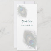 Invitation de menu de plumes de paon bleu-vert (Dos)