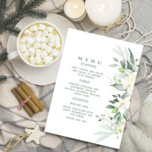 Invitation de menu floral blanc de verdure moderne