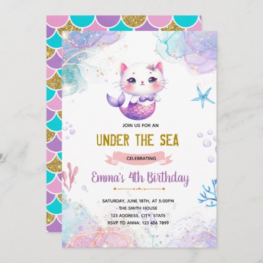 Invitation de Mermaid (Devant / Derrière)