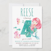 Invitation de Mermaid 4e anniversaire (Devant)