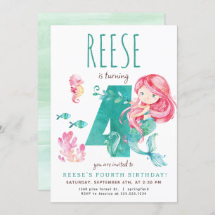 Invitation de Mermaid 4e anniversaire