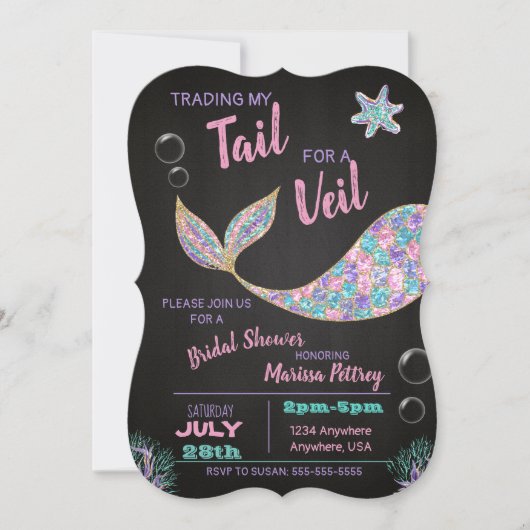 Invitation de Mermaid Bridal Show, parties scintil (Devant)