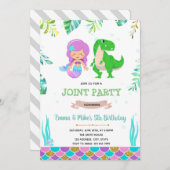 Invitation de Mermaid dinosaure (Devant / Derrière)