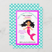 Invitation de Mermaid et de Polka Dot Party (Devant / Derrière)