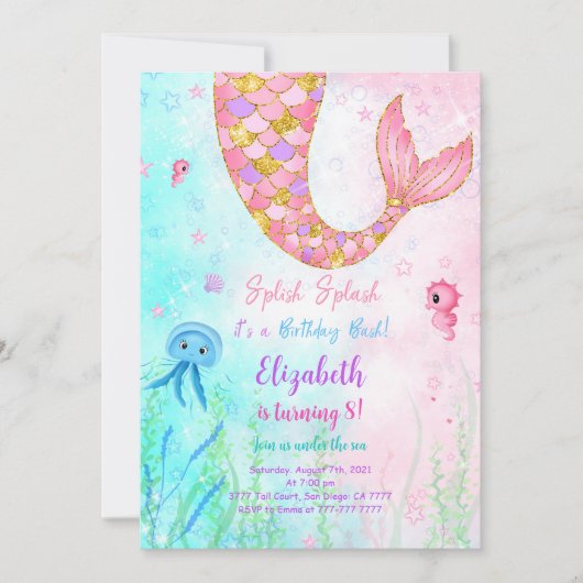 Invitation de Mermaid Kids (Devant)