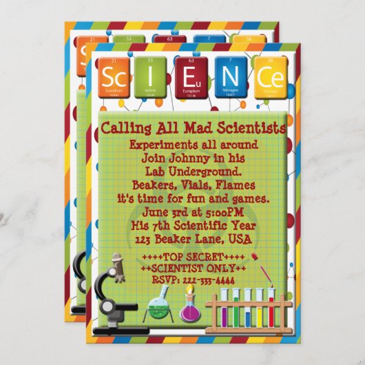 Invitation de microscope à risque de bécher scient (Devant / Derrière)