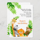Invitation de mignons animaux de la jungle (Devant / Derrière)