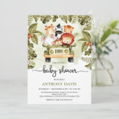 Invitation De mignons animaux safaris dans la jungle conduisa (Debout devant)