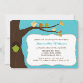 Invitation De mignons oiseaux sur un Baby shower d'arbre (Devant)