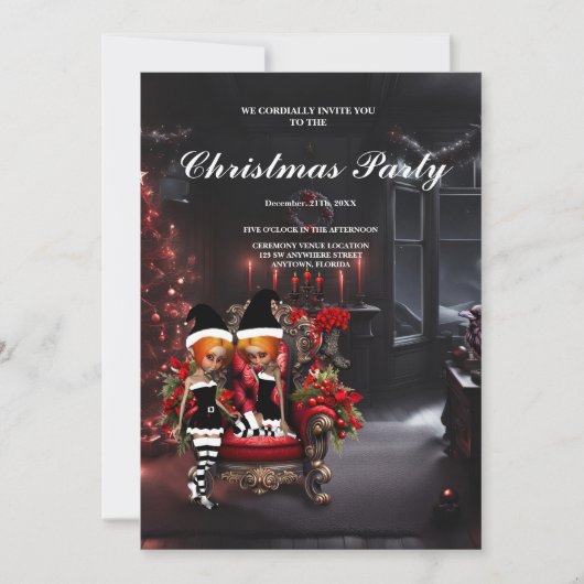 Invitation De mignons petits elfes sombres. (Devant)