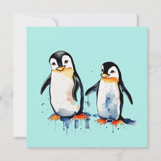 Invitation De mignons petits manchots (Devant)