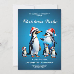 Invitation De mignons pingouins dans un style de dessin animé