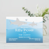 Invitation De mignons requins sous le Baby shower marin (Debout devant)