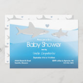 Invitation De mignons requins sous le Baby shower marin (Devant / Derrière)