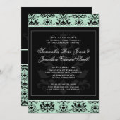 Invitation de Mint et Black Mariage damassé (Devant / Derrière)