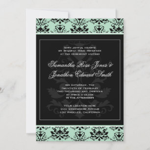 Invitation de Mint et Black Mariage damassé